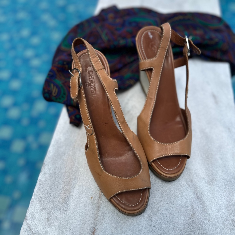 Chanel Tan Espadrille with Slingback Design
